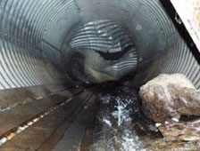 Interior view of collapsed culvert