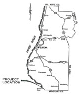 Map showing location of project near community of Shelter Cove